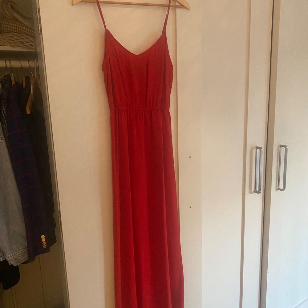 Barney's red silk thin strap dress - Picture 2 of 4